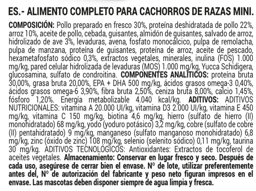 OPTIMA PUPPY MINI CHICKEN & RICE 65% CARNE