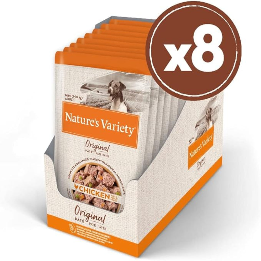 Nature's Variety Original No Grain - Paté para Perros Adultos Mini con Pollo - Caja 8 x 150 g