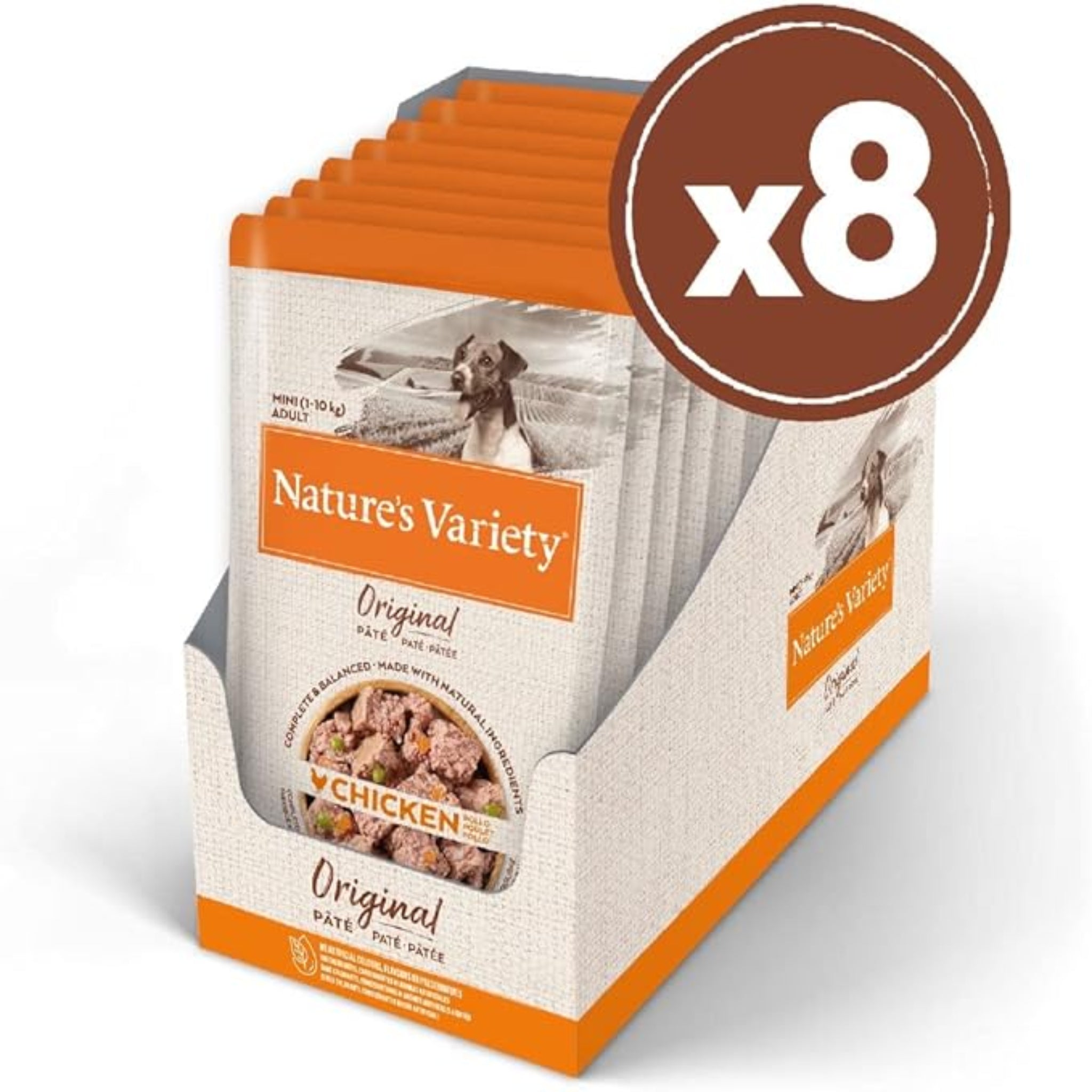 Nature's Variety Original No Grain - Paté para Perros Adultos Mini con Pollo - Caja 8 x 150 g